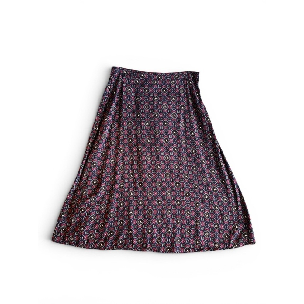 Vintage Laura Scott Womens M Boho Midi Skirt Geometric Dark Academia Grunge Boho